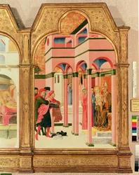 St. Franciskus avsäger sig sin jordiske far, 1437-44 (tempera på panel)